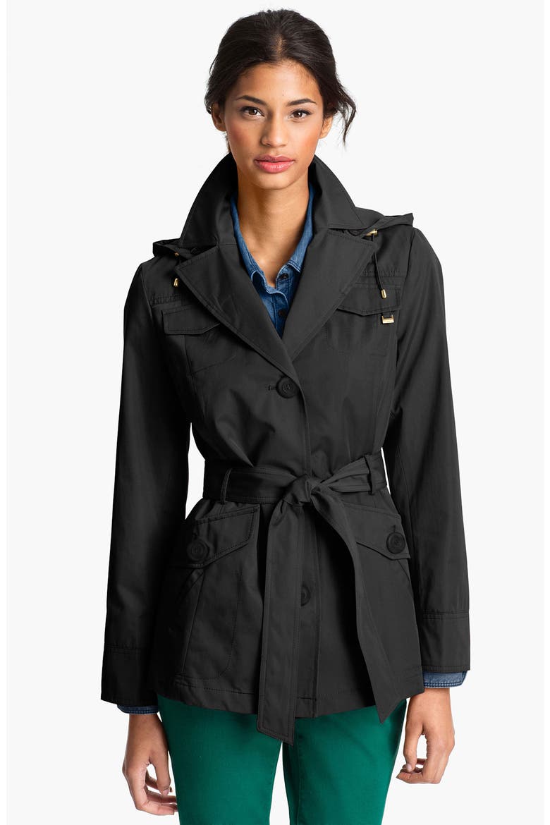 Short Trench Coat (Nordstrom Exclusive), Main, color, BLACK
