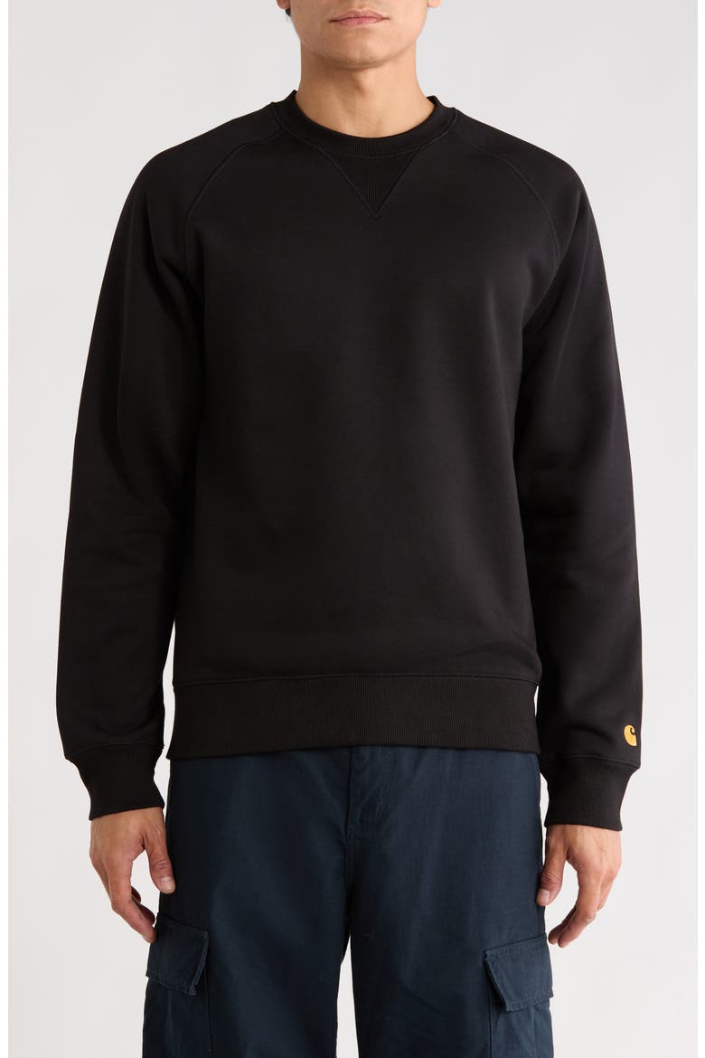 Chase Crewneck Sweatshirt, Main, color, BLACK / GOLD