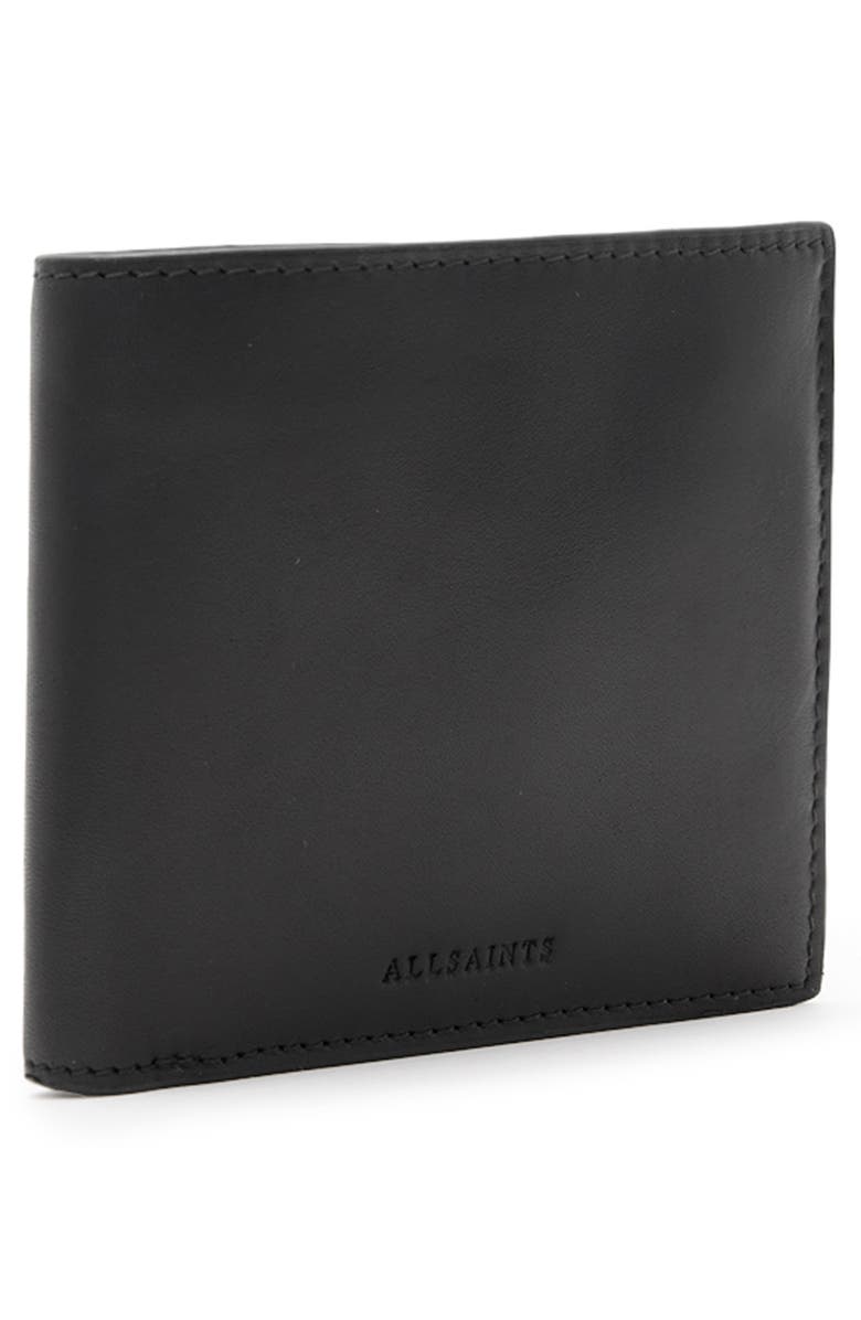 AllSaints Delph Leather Wallet, Alternate, color, Black
