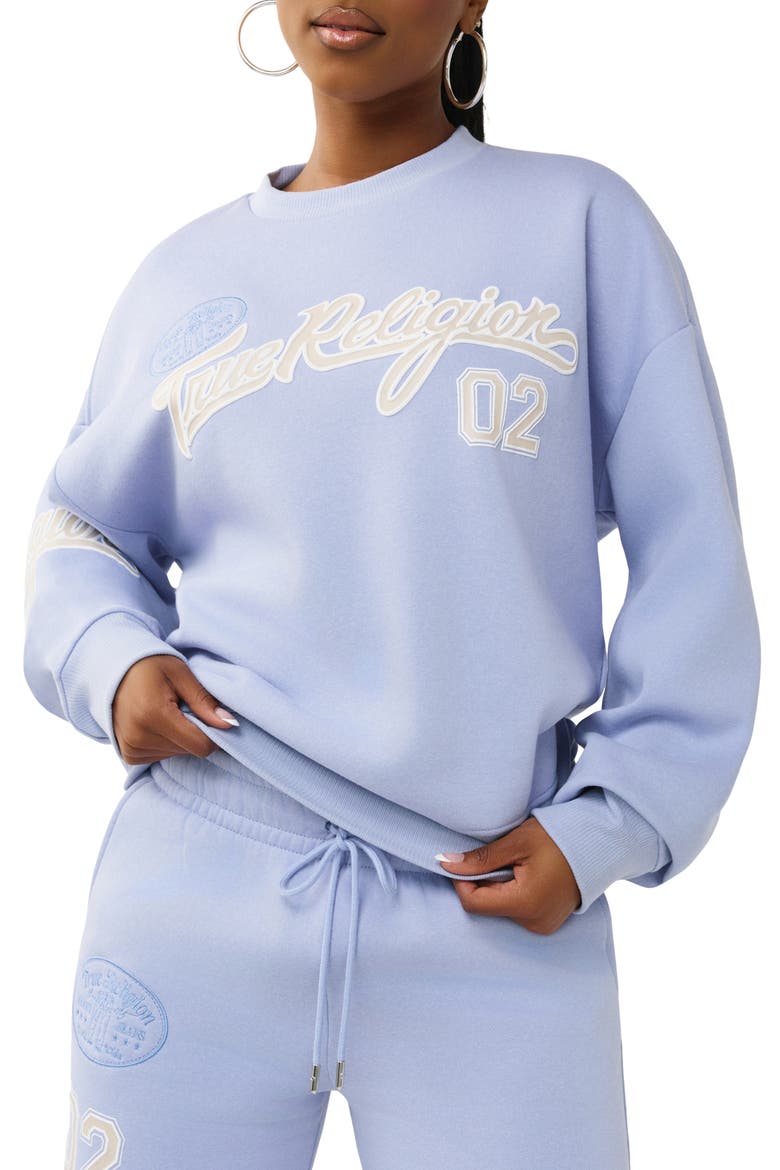 Boyfriend Graphic Sweatshirt, Main, color, BRUNNERA BLUE