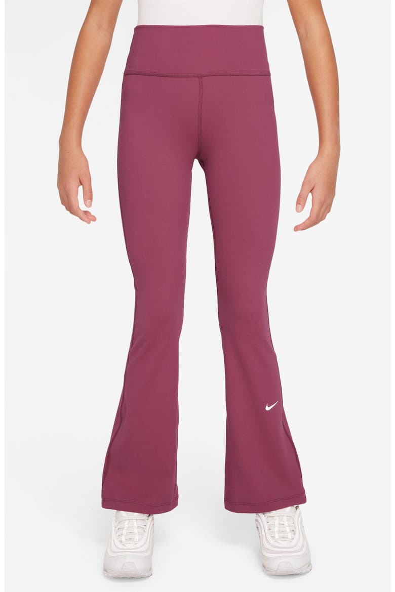 Kids' Nike One Dri-FIT Flare Leggings, Main, color, 634 SWEET BEET/WHITE