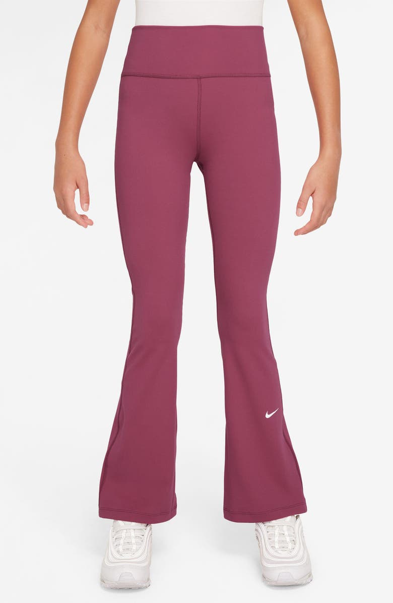 Nike Kids' Nike One Dri-FIT Flare Leggings, Main, color, 634 Sweet Beet/White