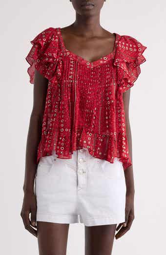 Isabel Marant Étoile Madrana Print Flutter Sleeve Top