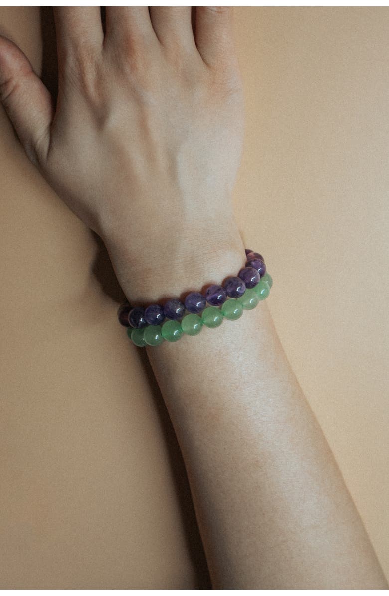 seree Manifest Collection Luck Green Crystal Beaded Bracelet, Alternate, color, Green