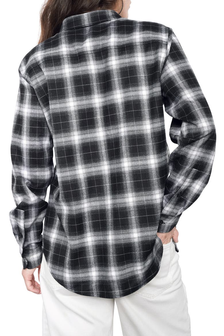 The Essential Plaid Flannel Button-Up Shirt, Alternate, color, BLACK/ WHITE