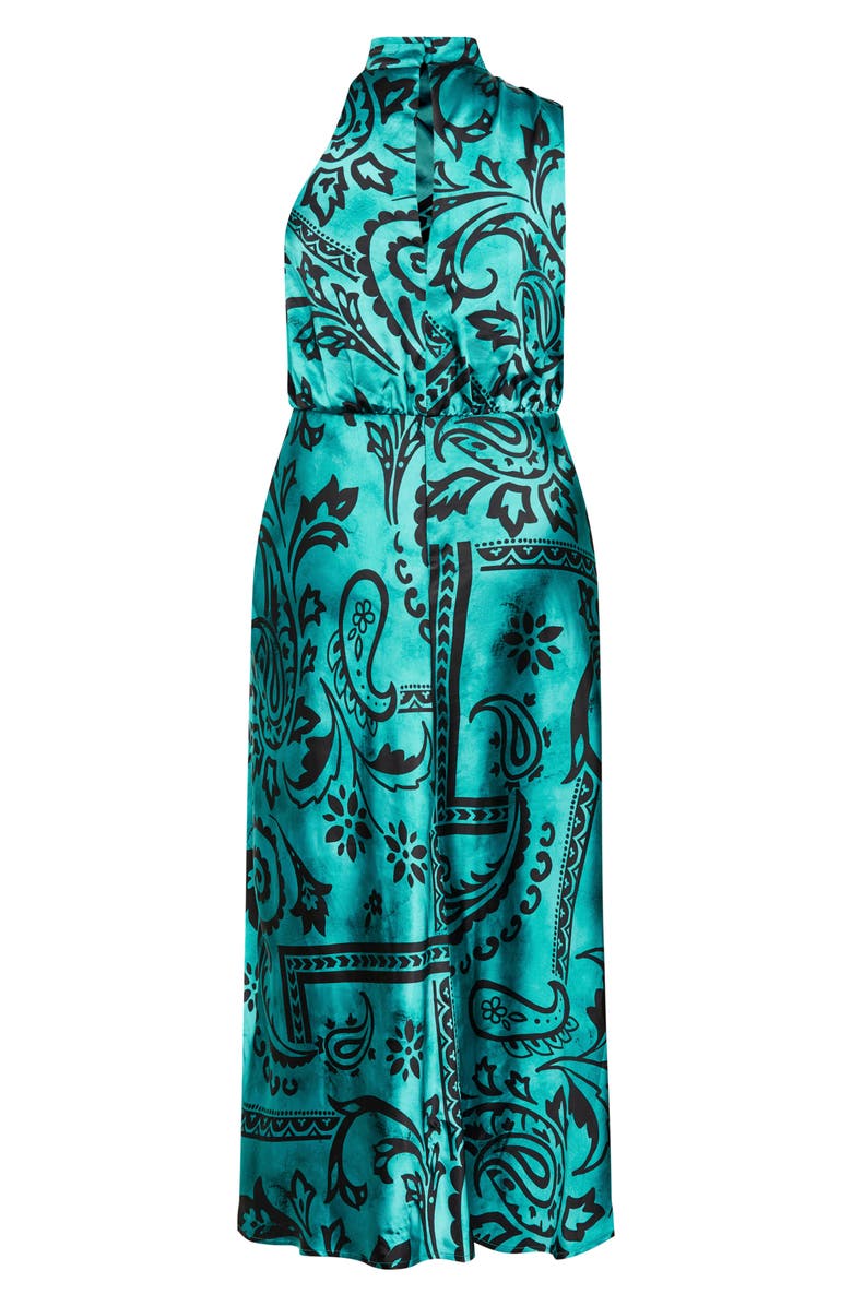 City Chic Elaine Print Sleeveless Maxi Dress, Alternate, color, Turquoise/ Black Paisley