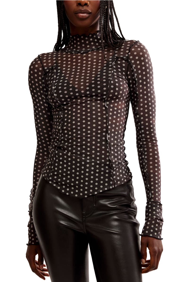Free People Charlie Print Turtleneck Mesh Top, Main, color,