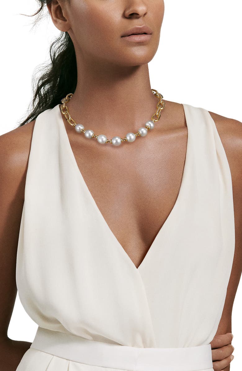 David Yurman DY Madison<sup>®</sup> Pearl Chain Necklace in 18K Yellow Gold with Pearls, 13mm, Alternate, color, Yellow Gold