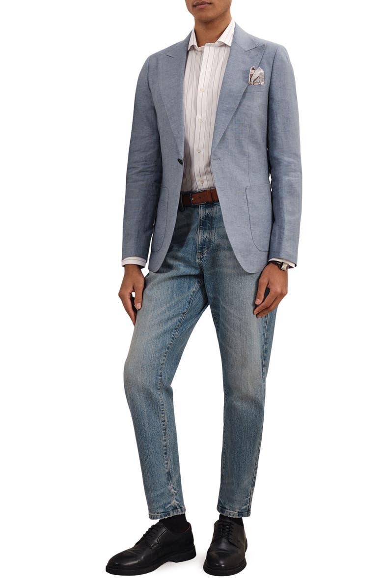 Reiss Warner Linen Blazer, Alternate, color, Airforce Blue