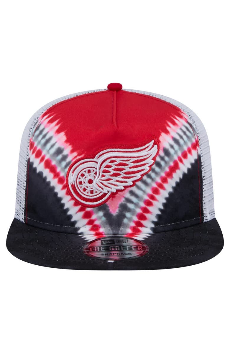 New Era Men's New Era Black/Red Detroit Red Wings Throwback V-Dye Adjustable Golfer Hat, Alternate, color, Black