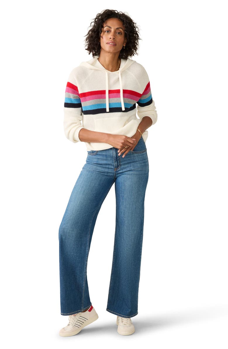 Faherty Throwback Organic Cotton & Cashmere Sweater Hoodie, Alternate, color, Mountain Side Stripe