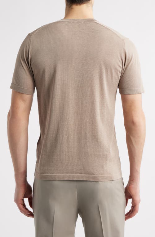 Jack Victor Wellington Heathered Cotton & Silk Crewneck T-shirt In Sand