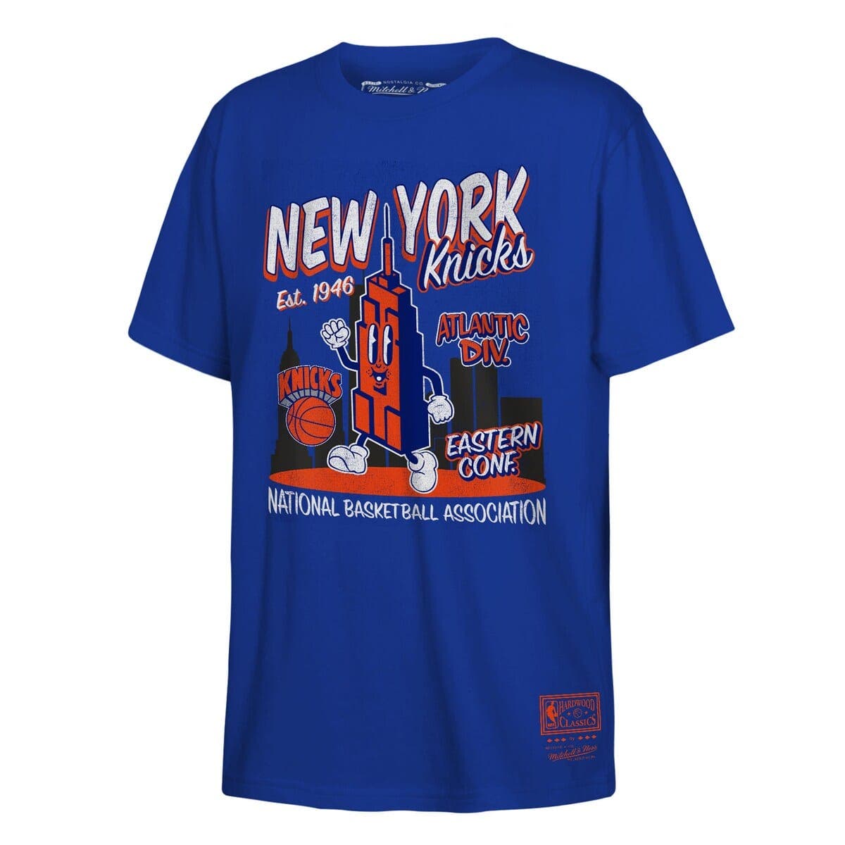 Mitchell & Ness Kids' Youth  Blue New York Knicks Retro Mascot Script T-shirt
