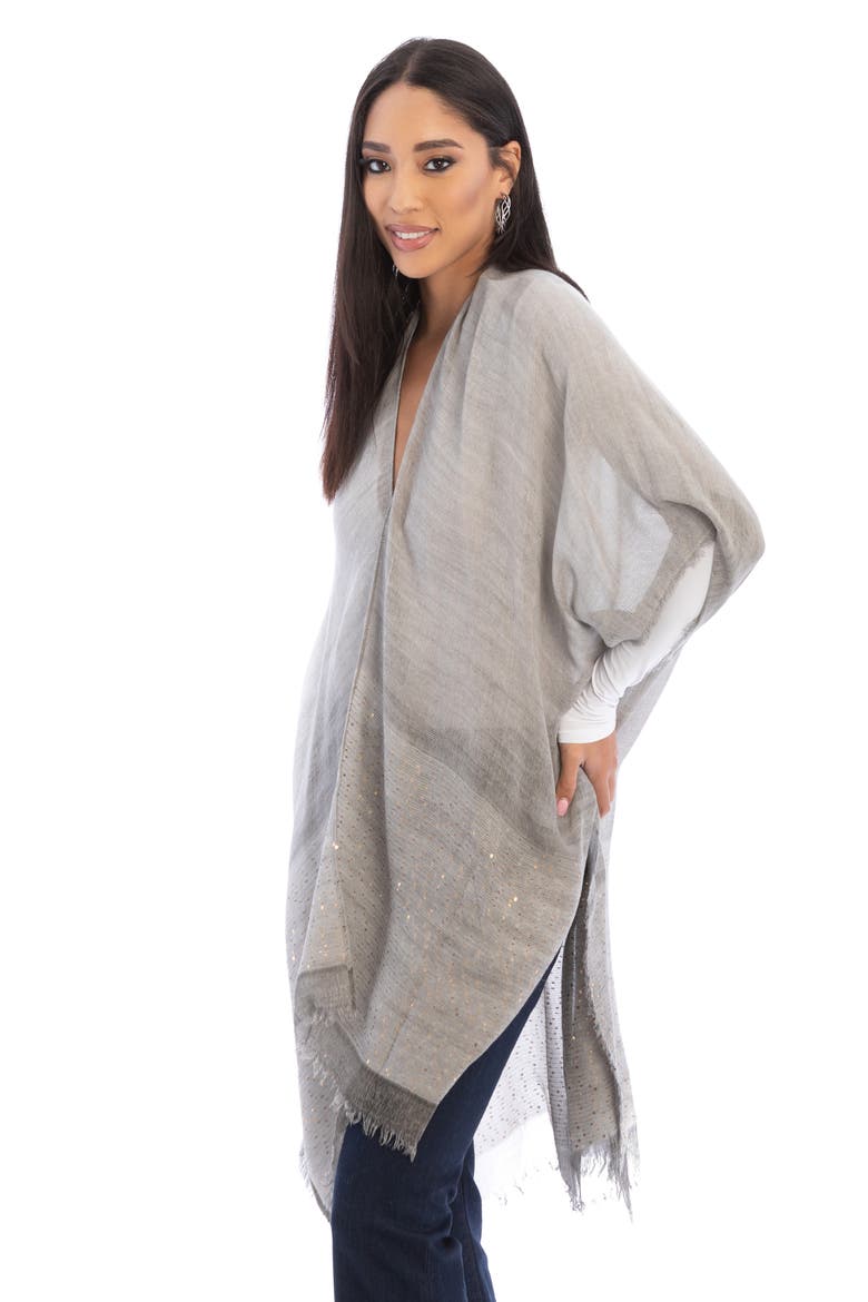 Shimmer Sequin Longline Ruana, Alternate, color, GREY