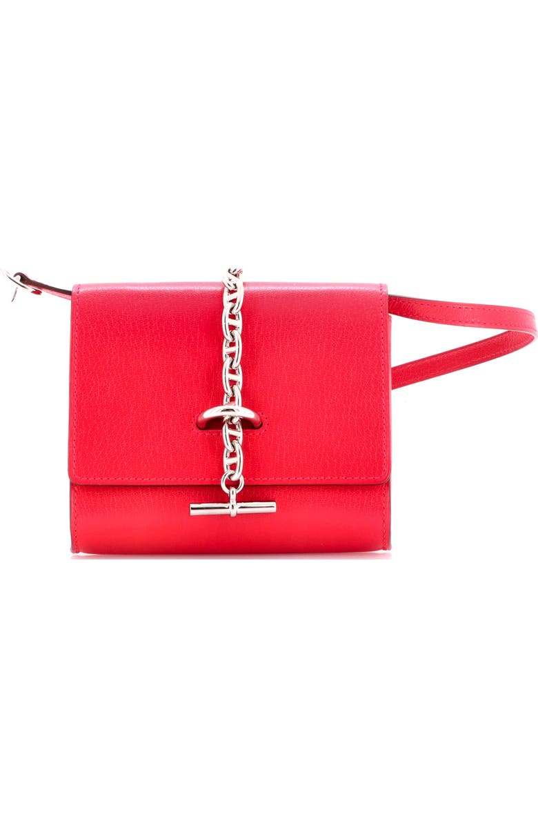 Pre-Owned Hermes Chaine d'Ancre Compact Wallet on Strap Chevre Chamkila, Main, color, Framboise