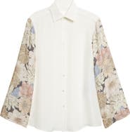 Maison Margiela Floral Sleeve Silk Button-Up Shirt