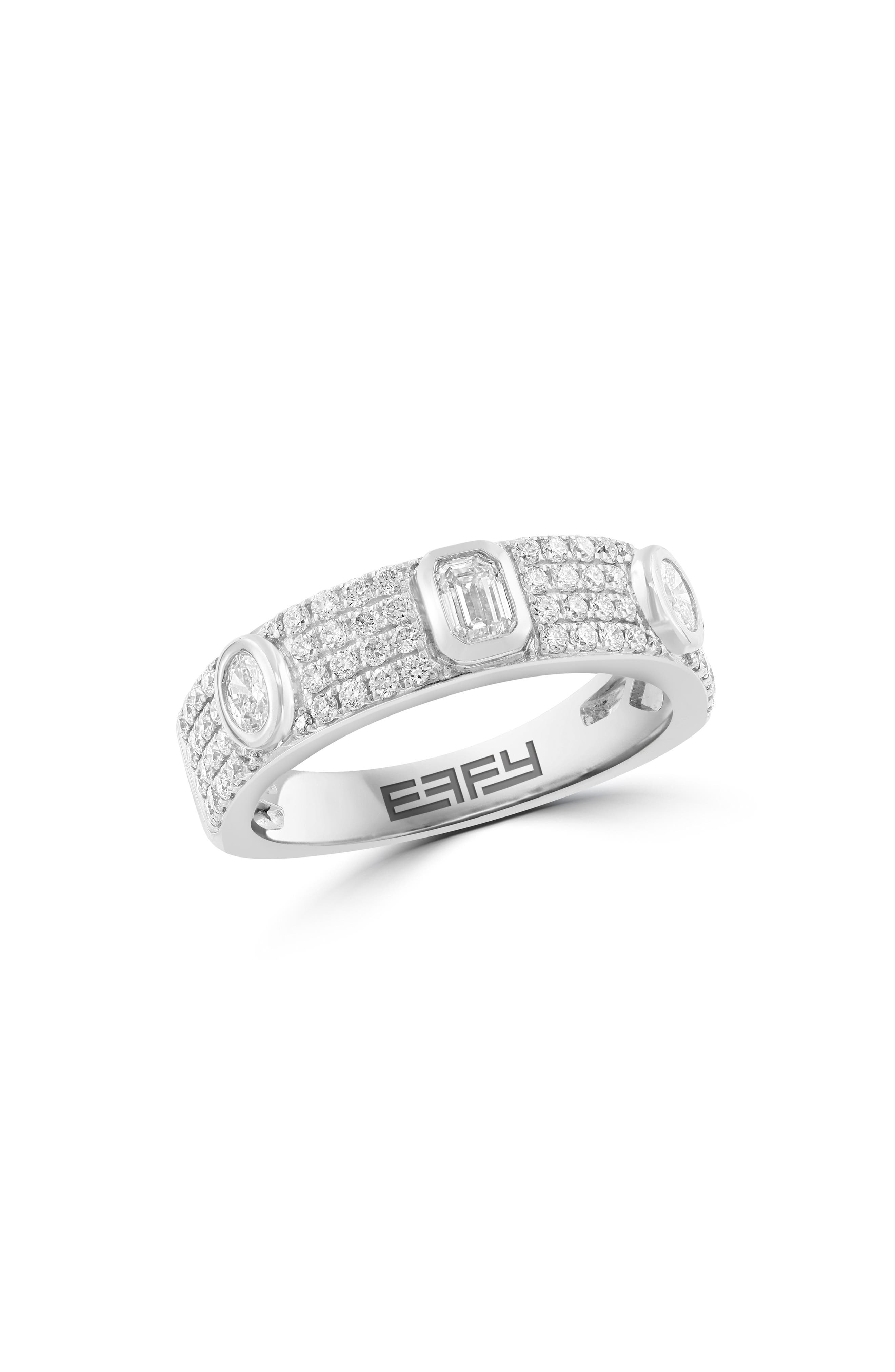 EFFY Sterling Silver Lab Grown Diamond Band Ring