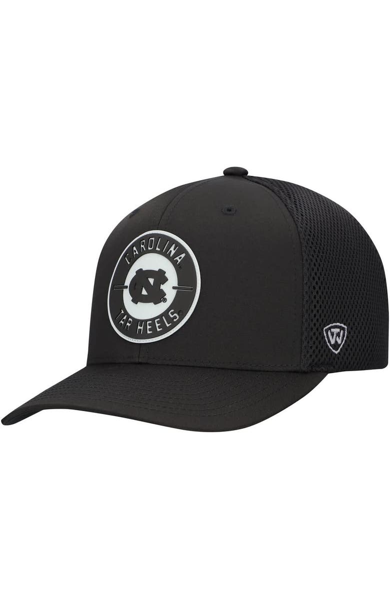 TOP OF THE WORLD Men's Top of the World Black North Carolina Tar Heels Abbot Patch Stretch Fit Hat, Main, color,