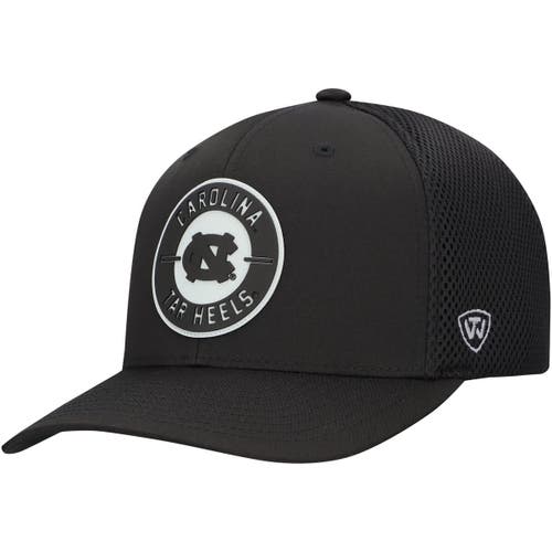 Top Of The World Black North Carolina Tar Heels Abbot Patch Stretch Fit Hat In Black