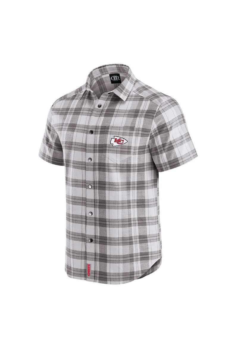 Men's Darius Rucker Collection by Fanatics Gray Kansas City Chiefs Team Plaid Short Sleeve Full-Snap Shirt, Alternate, color, Gray
