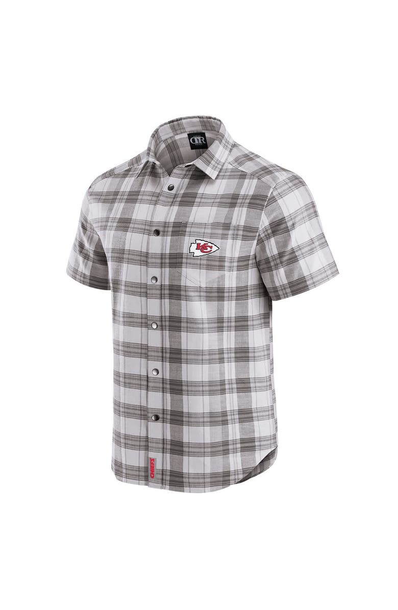 Darius Rucker Collection by Fanatics Men's Darius Rucker Collection by Fanatics Gray Kansas City Chiefs Team Plaid Short Sleeve Full-Snap Shirt, Alternate, color, Gray