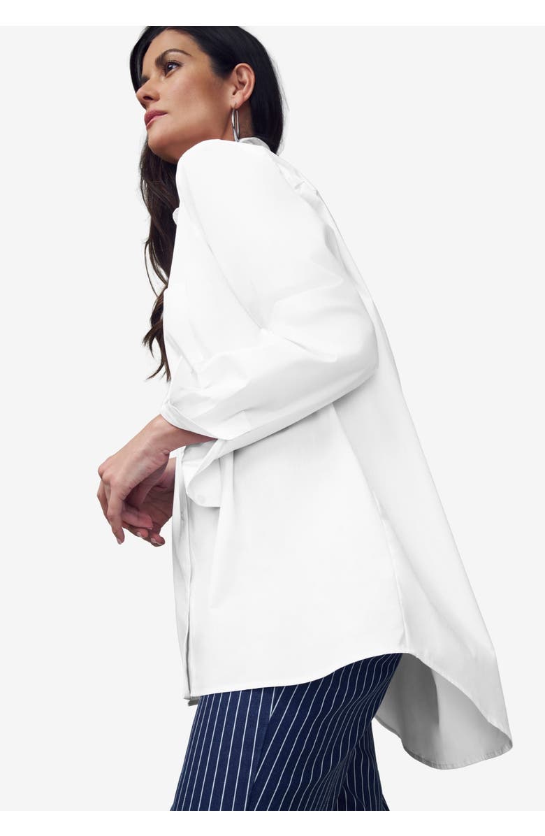 Jessica London Stretch Cotton Oversized Shirt, Alternate, color, Black