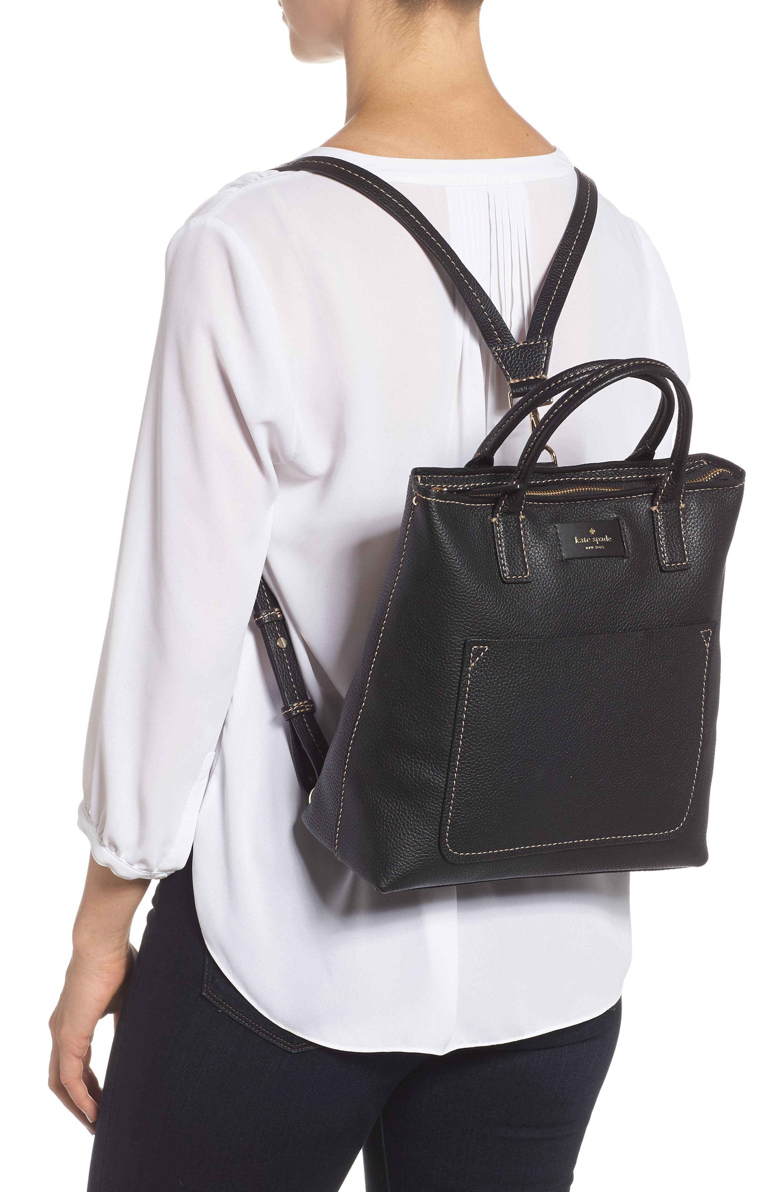 Kate Spade New York maple street - kenzie leather convertible backpack, Alternate, color, 