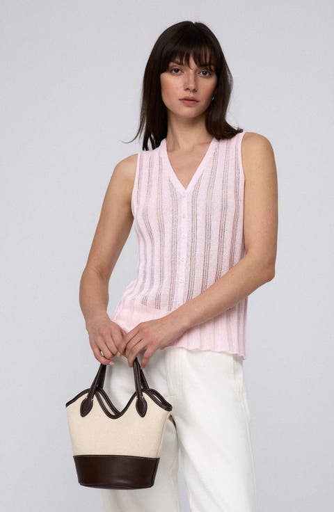Sumire Open Knit Button Front Tank