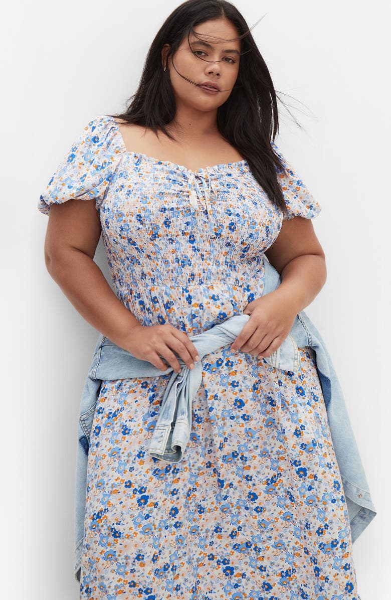 City Chic Emie Print Midi Dress, Alternate, color, Bluebell