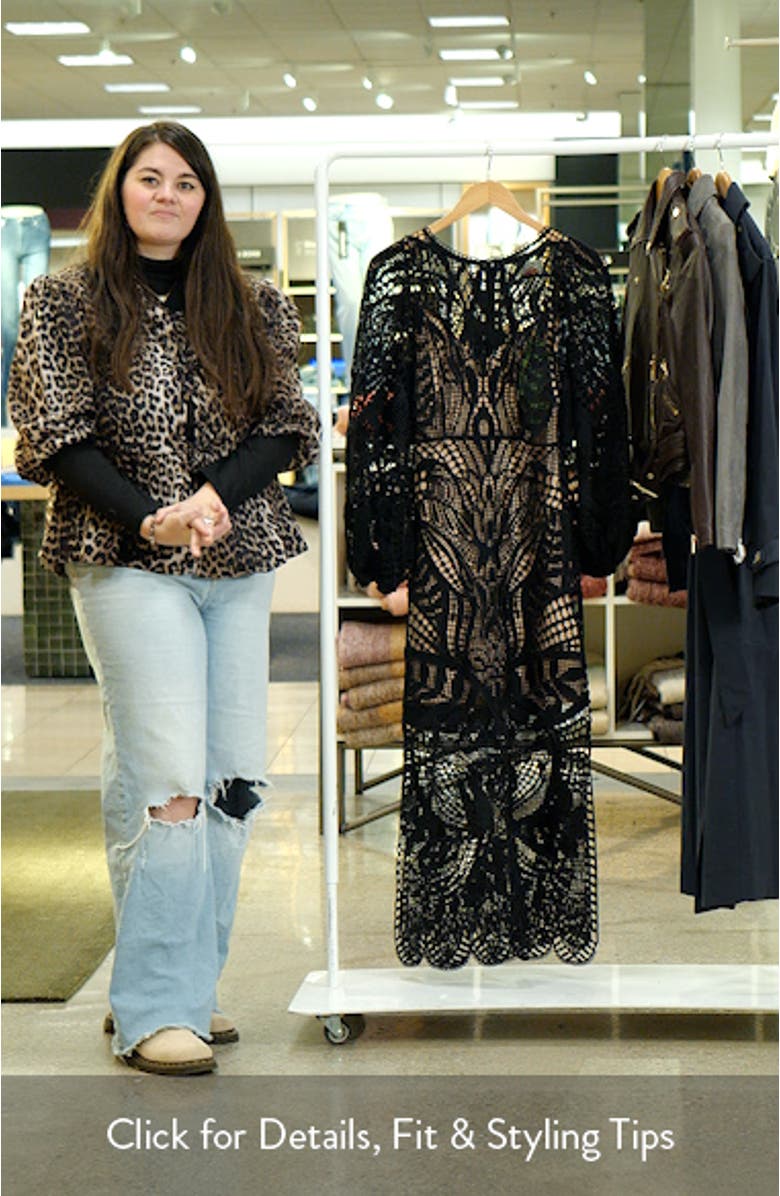 Black Nature Guipure Lace Midi Dress, sales video thumbnail