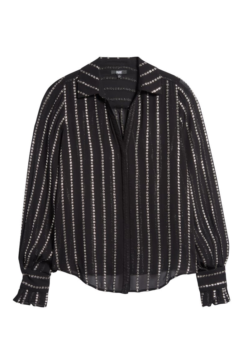 Sosa Metallic Stripe Shirt, Alternate, color, BLACK