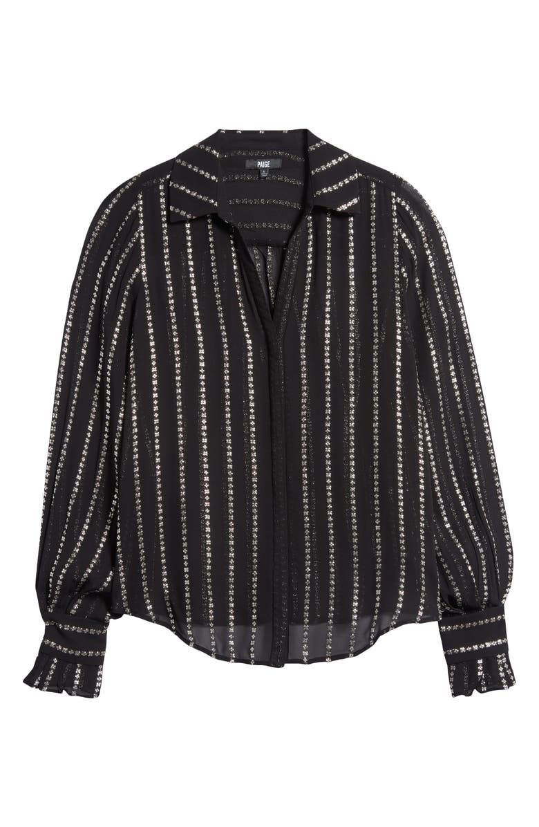 PAIGE Sosa Metallic Stripe Shirt, Alternate, color, Black