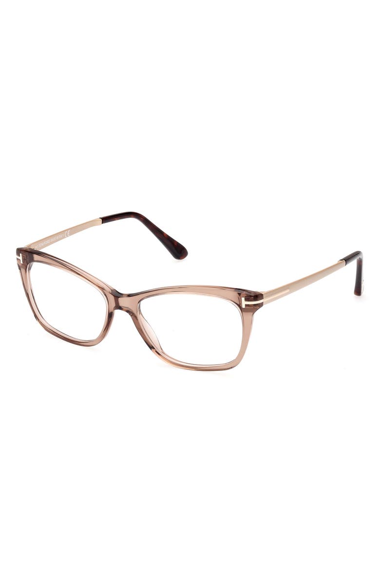 TOM FORD 54mm Geometric Optical Glasses, Alternate, color, Champagne Pale Gold