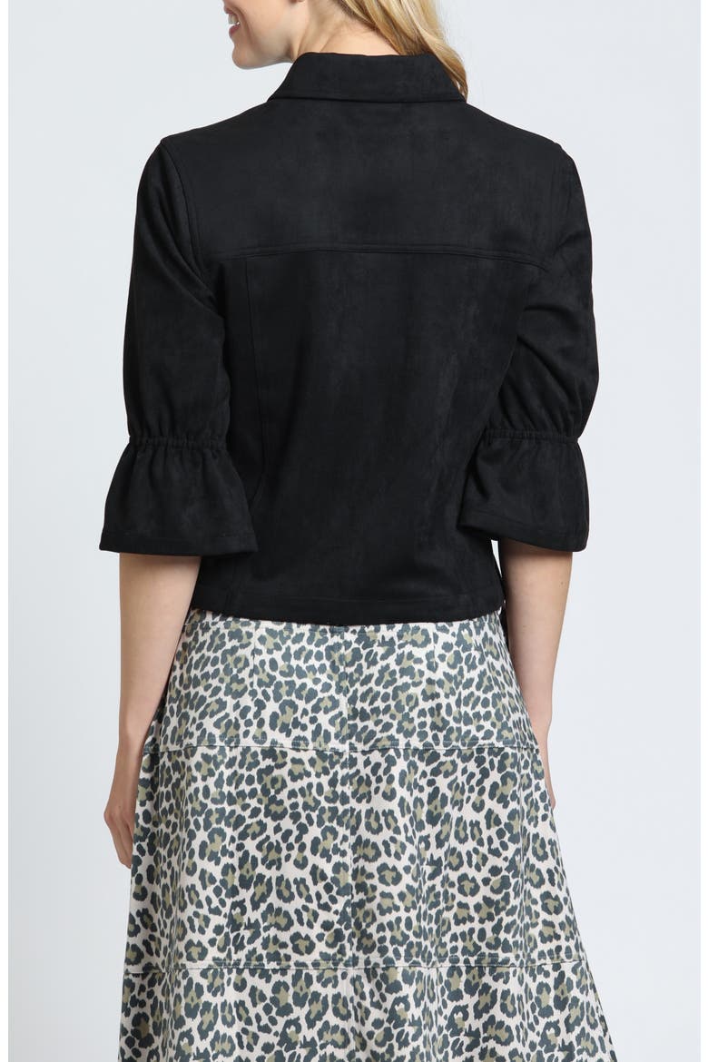 Faux Suede Snap Front Jacket, Alternate, color, BLACK