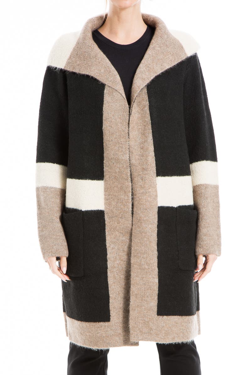 MAX STUDIO Stripe Long Sweater Coat, Main, color, 