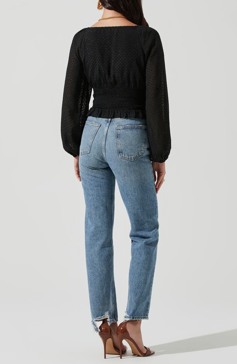 ASTR the Label Sequin Check Blouse, Alternate, color, Black