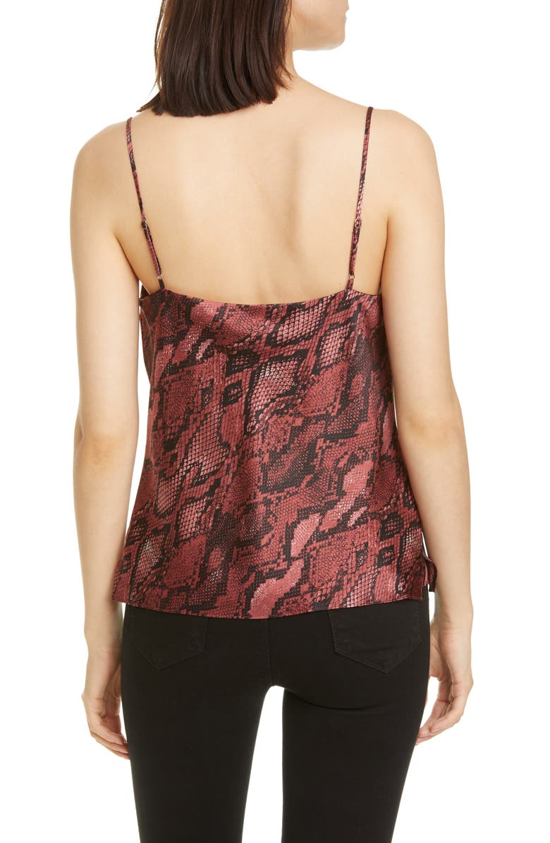 L'AGENCE Kay Cowl Neck Python Print Silk Tank, Alternate, color,