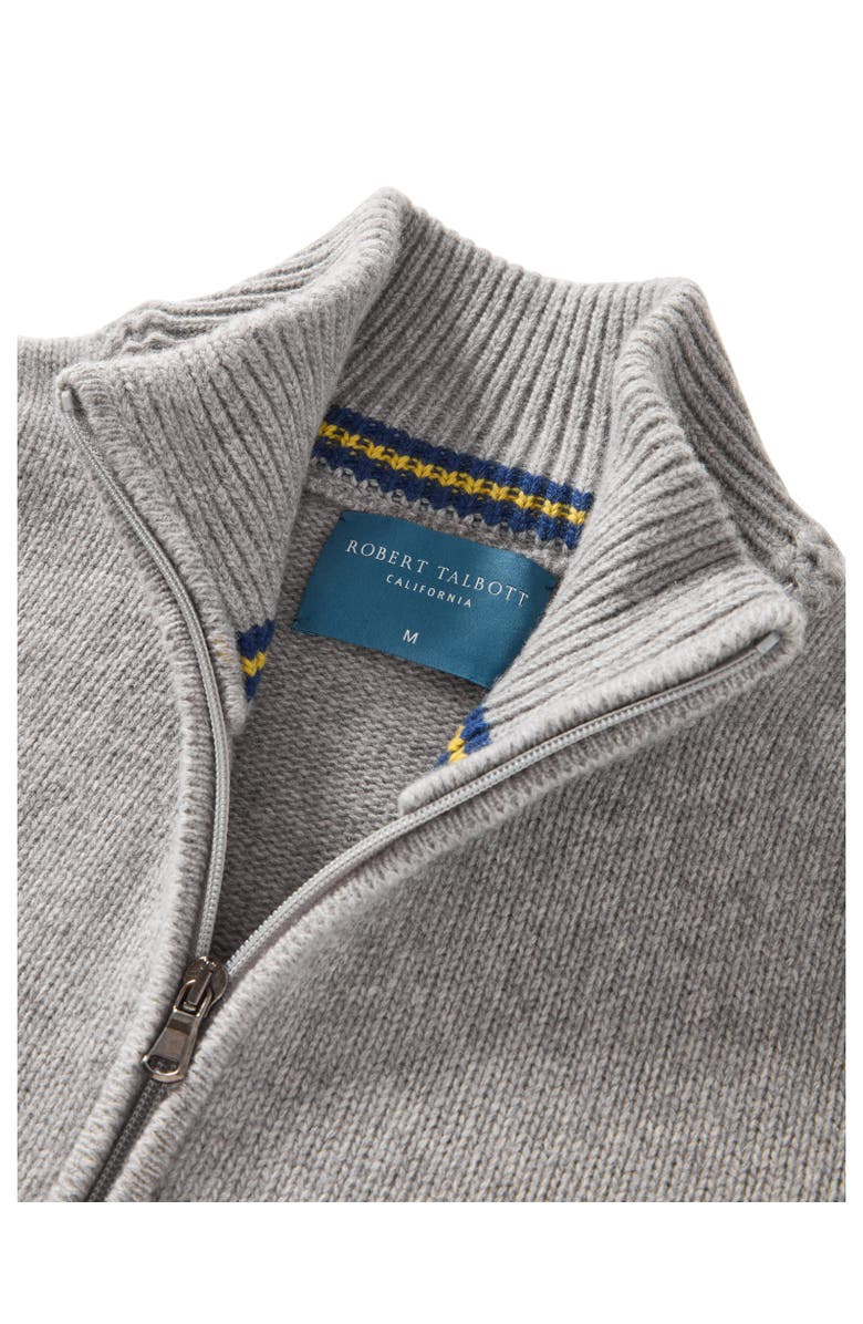 Robert Talbott Graham Cashmere Blend Full Zip Sweater, Alternate, color, Light Gray