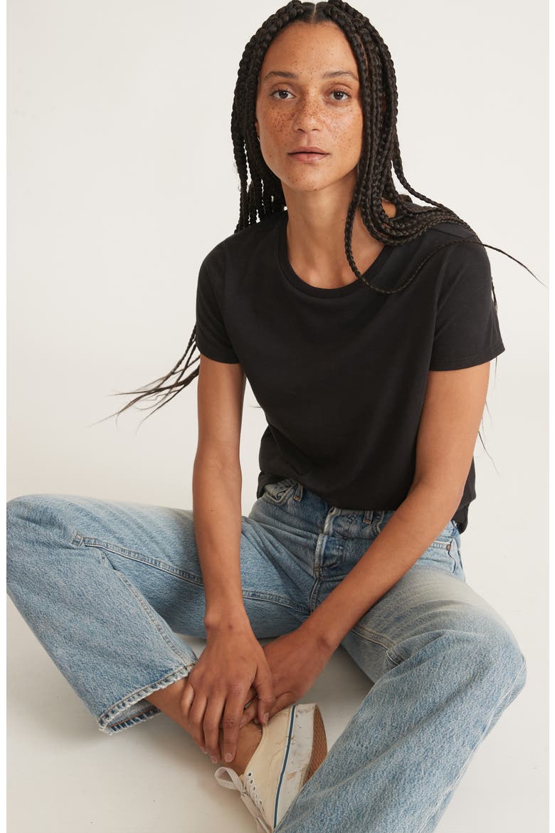 Easy Cotton T-Shirt, Alternate, color, FADED BLACK