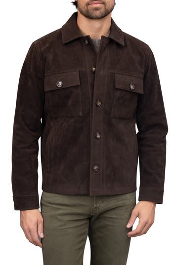 Shop Bagatelle Faux Nubuck Trucker Jacket In Chocolate