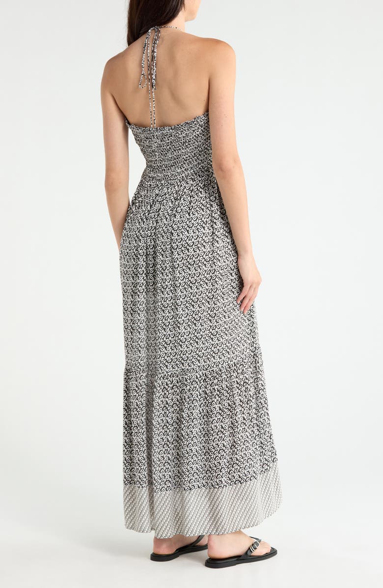 Elan Strapless Border Print Tiered Maxi Dress, Alternate, color,