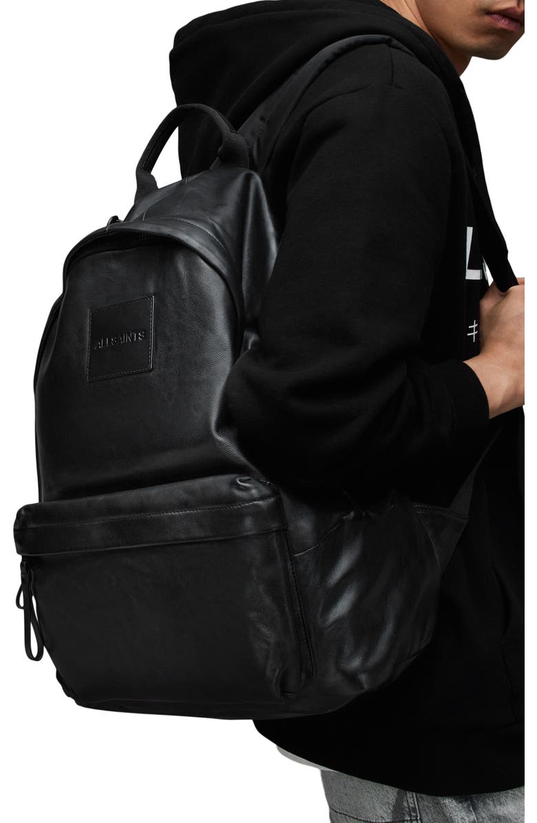 AllSaints Carabiner Leather Backpack, Alternate, color,