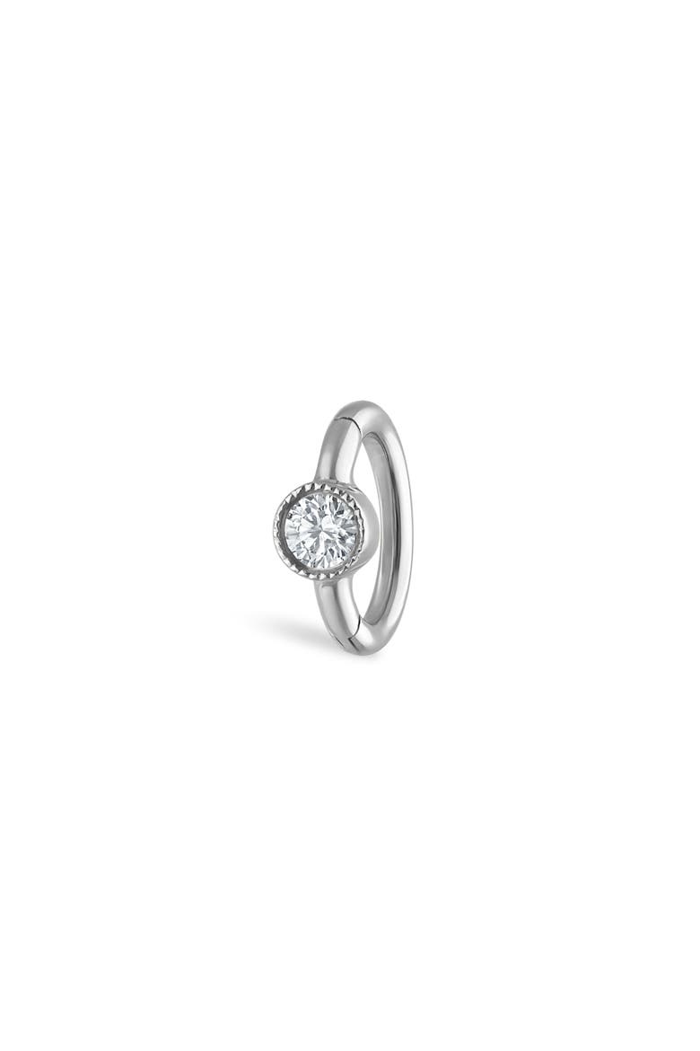 Scalloped Diamond Clicker Earring, Main, color, WHITE GOLD