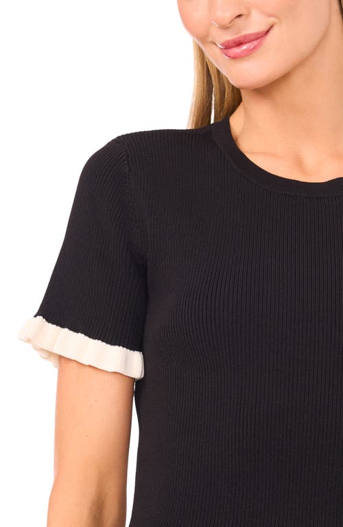 Ted Baker Ruffle Short Sleeve Sweater In Black