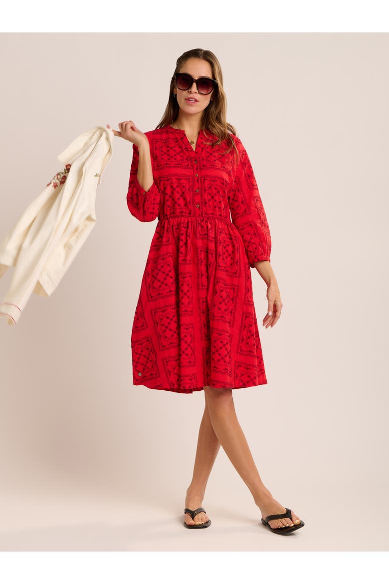Zora Embroidery Detail Dress, Alternate, color, Red