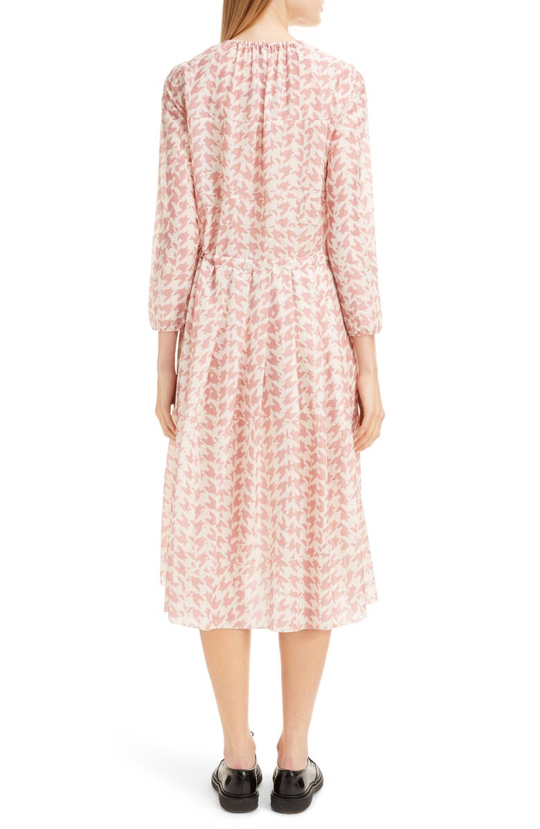 Sara Lanzi Pleated Houndstooth Midi Dress, Alternate, color, 