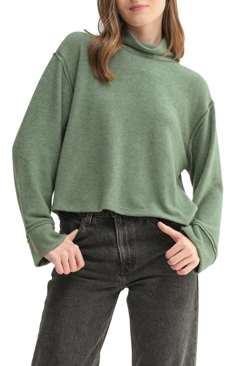 Brushed Long Sleeve Turtleneck Crop Sweater