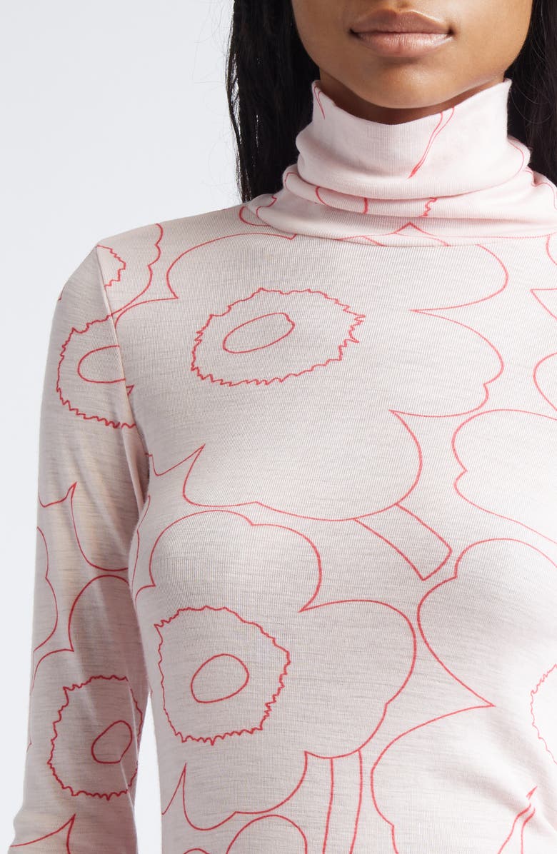 Marimekko Vilina Piirto Mock Wool Neck Top, Alternate, color, Light Pink Red