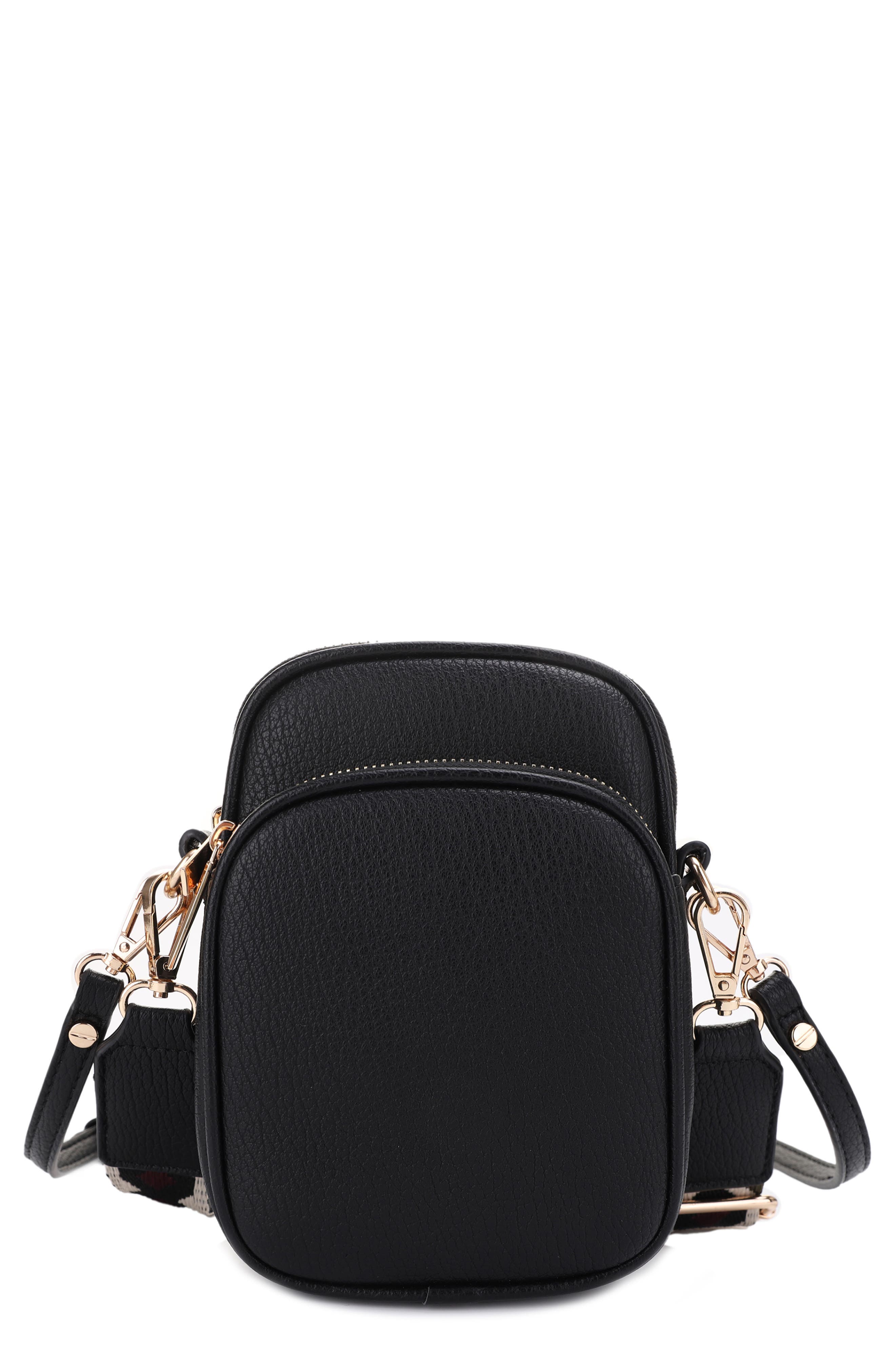 Mali + Lili Josephine Vegan Leather Crossbody Bag in Black/Tri 
