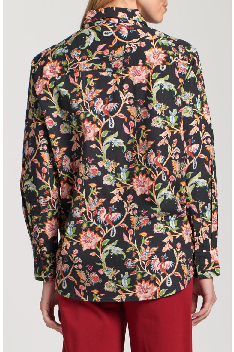 Boyfriend Poplin Button-Up Shirt, Alternate, color, BLACK/ GREEN FARM MULTI